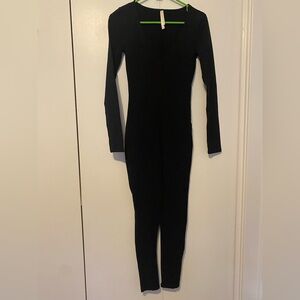 Aritzia Babaton Black V-Neck Cotton Jumpsuit